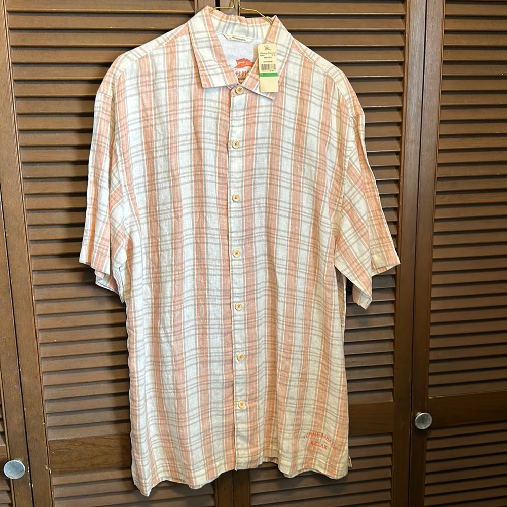Tommy Bahama short-sleeve button-down shirt, linen, large